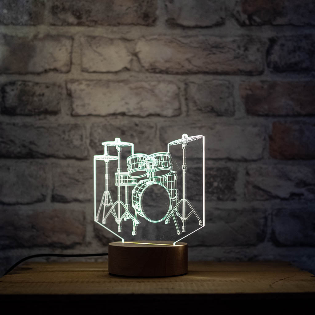 Transparent 3D Illusion Drum Kit Table Lamp