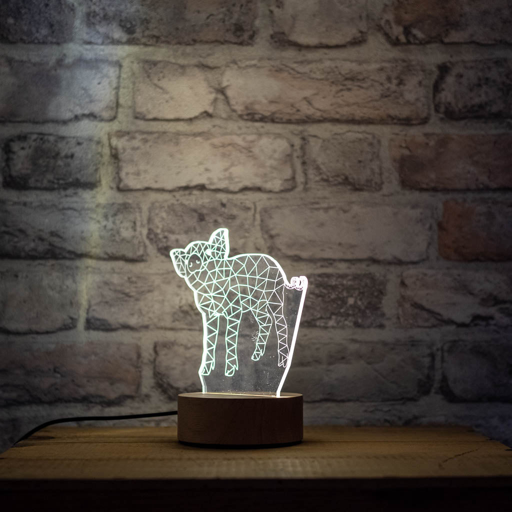 Bovine Beauty 3D Acrylic Pig Lamp