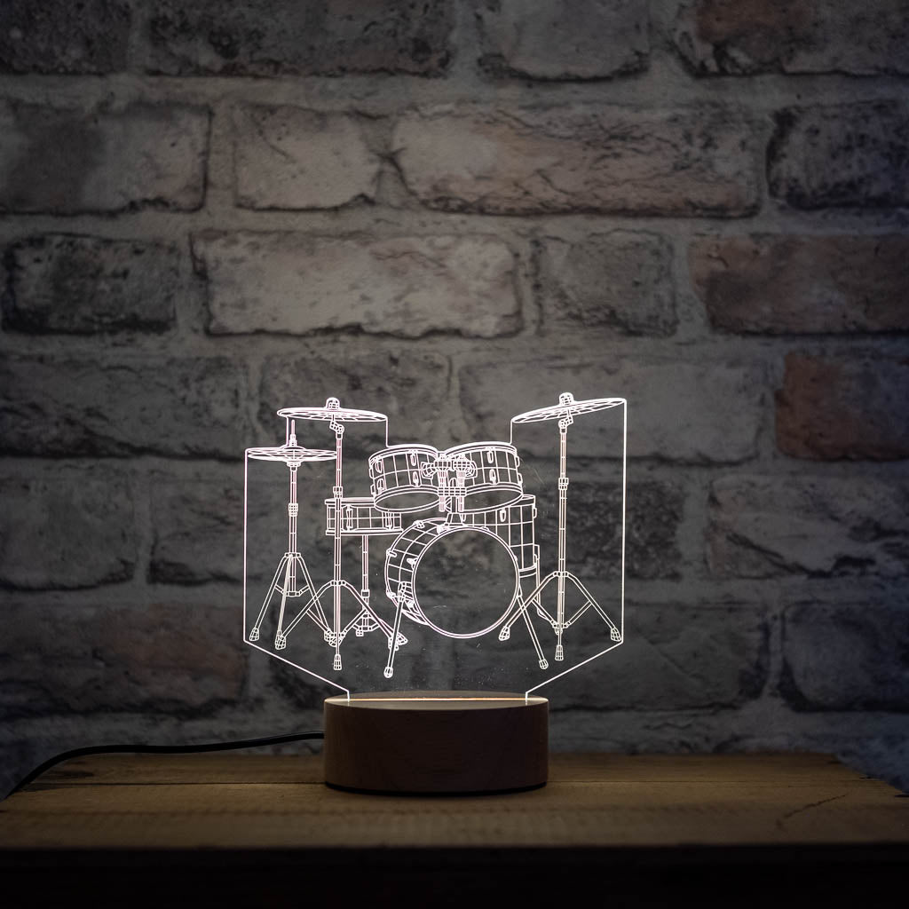 Transparent 3D Illusion Drum Kit Table Lamp