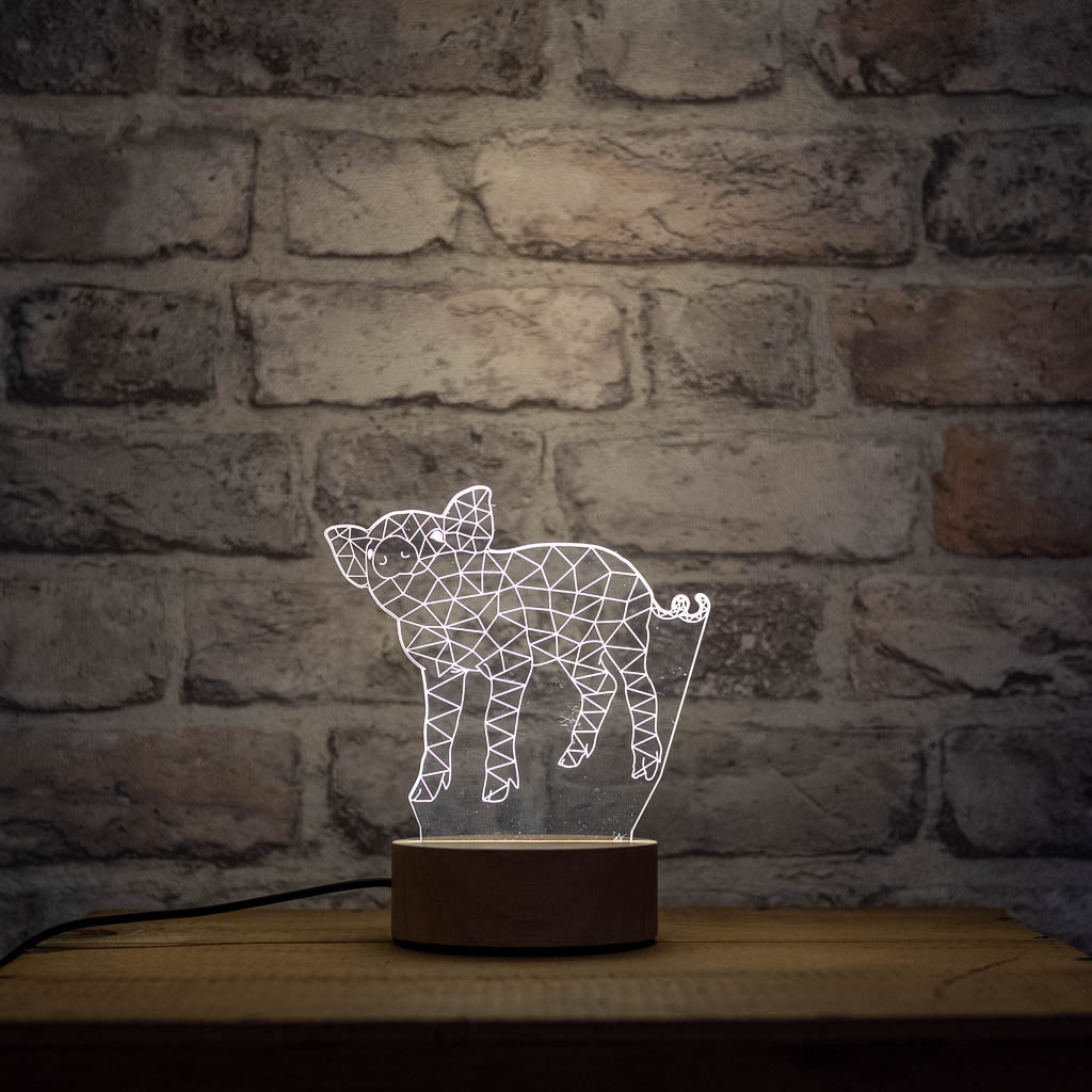 Bovine Beauty 3D Acrylic Pig Lamp